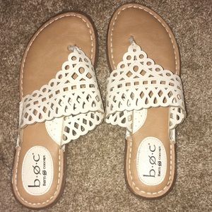 White flat sandals